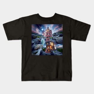 TOWER BETWEEN WORLDS ORIGINAL DIGITAL AI GENERATED ART Kids T-Shirt